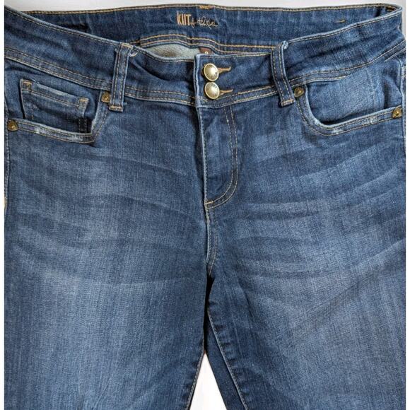 Women’s Cropped Jeans Kut From The Kloth Distressed Cuffed Blue Mid Rise Size 8 - Picture 4 of 7
